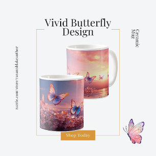 Vivid Butterfly Design Ceramic Mug
