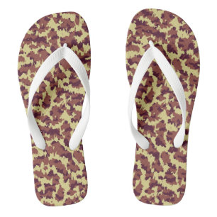Vivid Camo Doodle Retro Black and Red Seamless Flip Flops