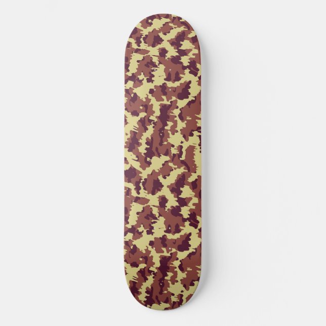 Vivid Camo Doodle Retro Black and Red Seamless Skateboard (Front)