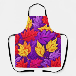 Vivid Cartoon Leaves: Purple, Yellow, Red Apron