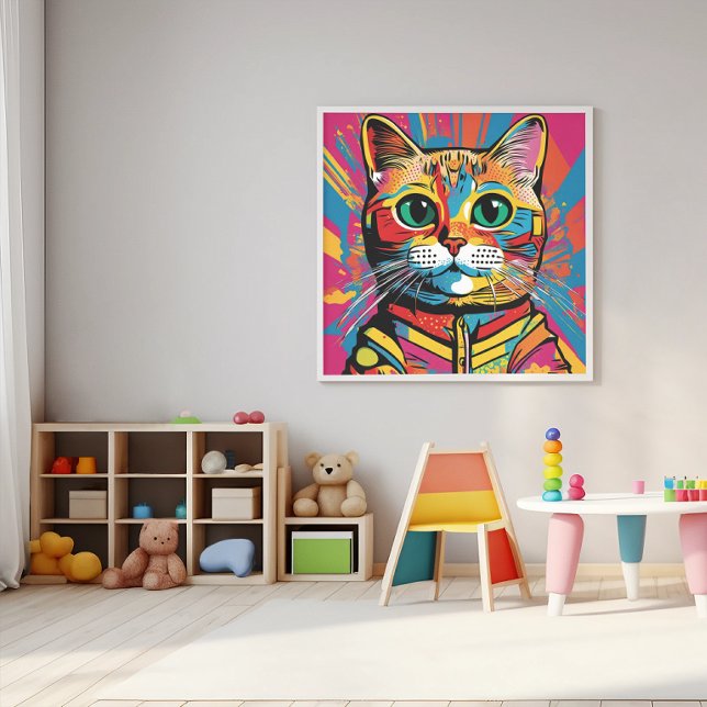 "Vivid Cat Art - Colourful Feline Face" Poster (Creator Uploaded)