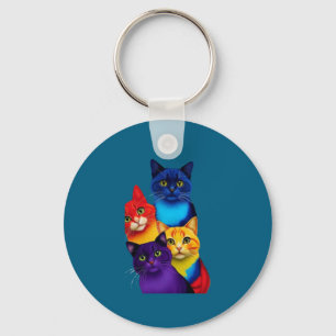 vivid cat faces t-shirt-perfect for cat lovers key ring