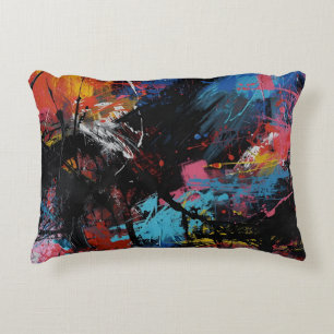 Vivid Chaos – Bold Abstract Expressionist Art Prin Decorative Cushion