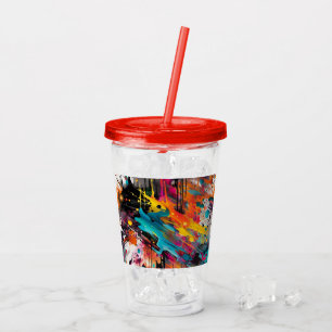 Vivid Chaos Splash Graffiti Acrylic Tumbler