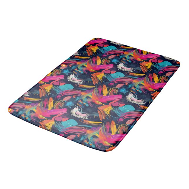 Vivid Chaos Splash Graffiti Bath Mat (Angled)