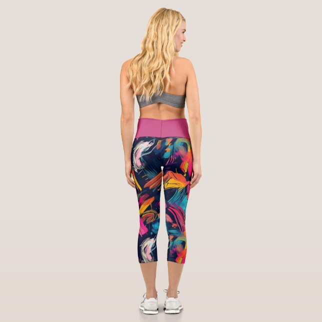 Vivid Chaos Splash Graffiti Capri Leggings (Back)