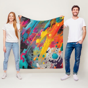 Vivid Chaos Splash Graffiti Fleece Blanket