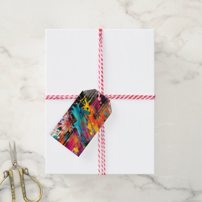 Vivid Chaos Splash Graffiti Gift Tags (With Twine)
