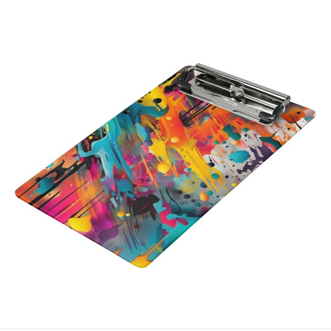 Vivid Chaos Splash Graffiti Mini Clipboard (Angled3)