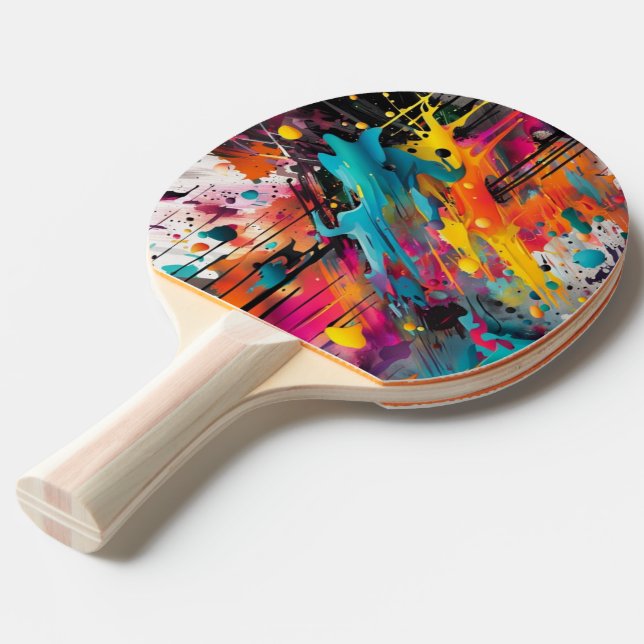 Vivid Chaos Splash Graffiti Ping Pong Paddle (Front Angle)