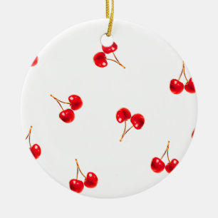 Vivid Cherry Pattern Ceramic Tree Decoration