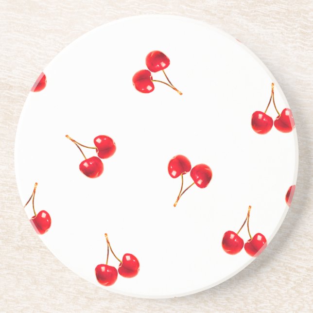 Vivid Cherry Pattern Coaster (Front)