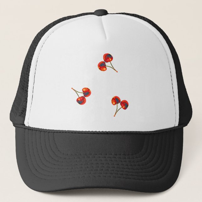 Vivid Cherry Pattern Trucker Hat (Front)