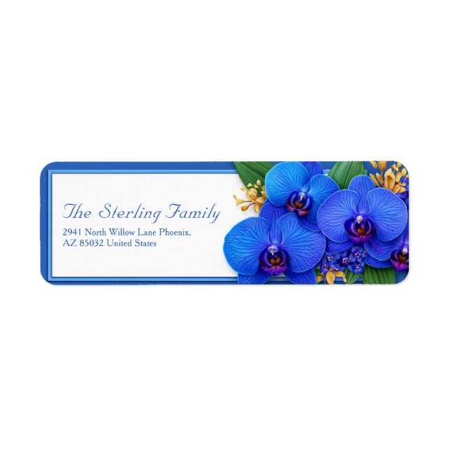 Vivid Cobalt Golden Sprig Orchid Return Address (Front)
