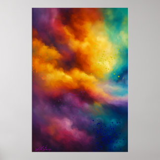 Vivid Colorful Abstract Cloudscape Poster
