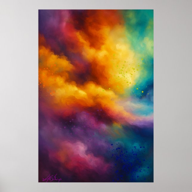 Vivid Colorful Abstract Cloudscape Poster (Front)