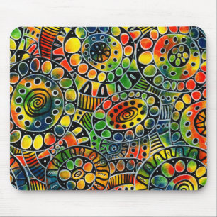 Vivid Colorful Circles and Ovals Original Abstract Mouse Mat