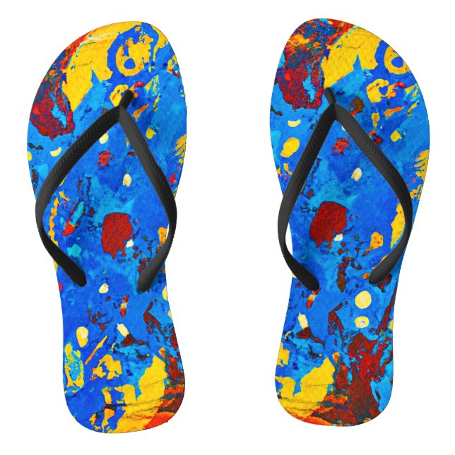 Vivid Colour Abstract Artwork Flip Flops (Footbed)