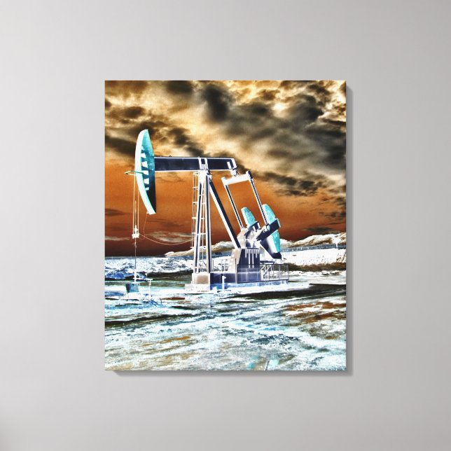 Vivid Colour Oilwell Pumping (pump jack) Unit Canvas Print (Front)