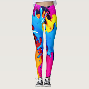 Vivid Colour Splash Art Leggings