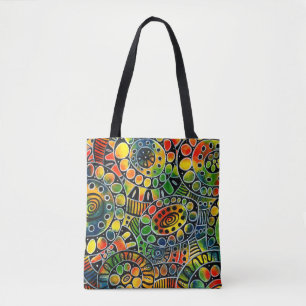 Vivid Colourful Circles and Ovals Original Abstrac Tote Bag