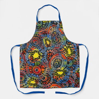 Vivid Colourful Oval Corals Original Abstract Art Apron
