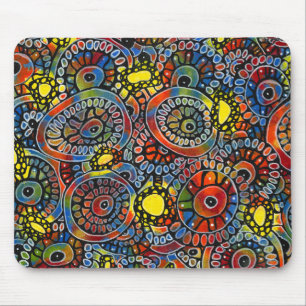 Vivid Colourful Oval Corals Original Abstract Art Mouse Mat