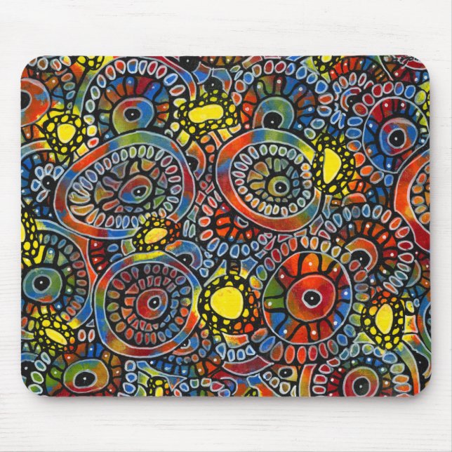 Vivid Colourful Oval Corals Original Abstract Art Mouse Mat (Front)