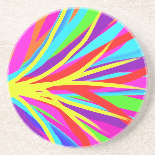 Vivid Colourful Paint Brush Strokes Girly Art Coaster (Front)