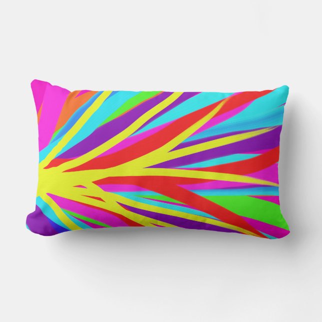 Vivid Colourful Paint Brush Strokes Girly Art Lumbar Cushion (Front)