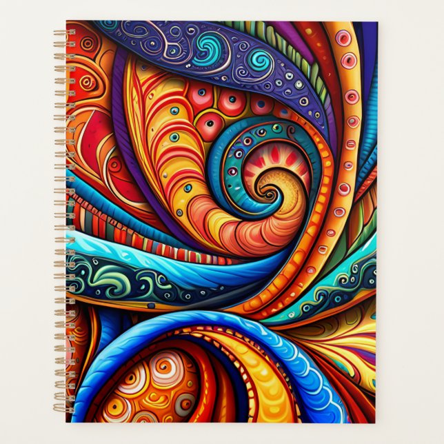 Vivid Colourful Swirls Planner (Front)
