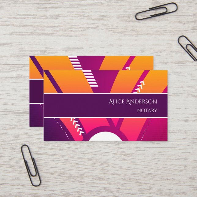 Vivid colours orange purple feminine colourful business card (Front/Back In Situ)