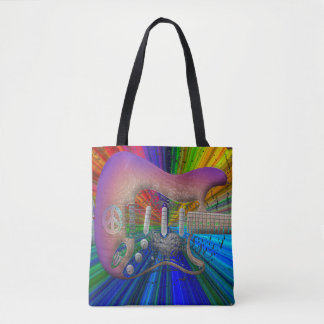 Vivid Colours Peace Guitar Full Image Tote Bag