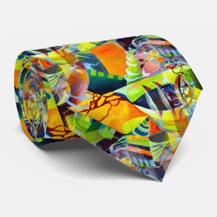 Vivid Contemporary Dreams in Watercolor Artwork Tie