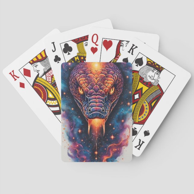 Vivid Cosmic Serpent With Expansive Space Playing Cards (Back)