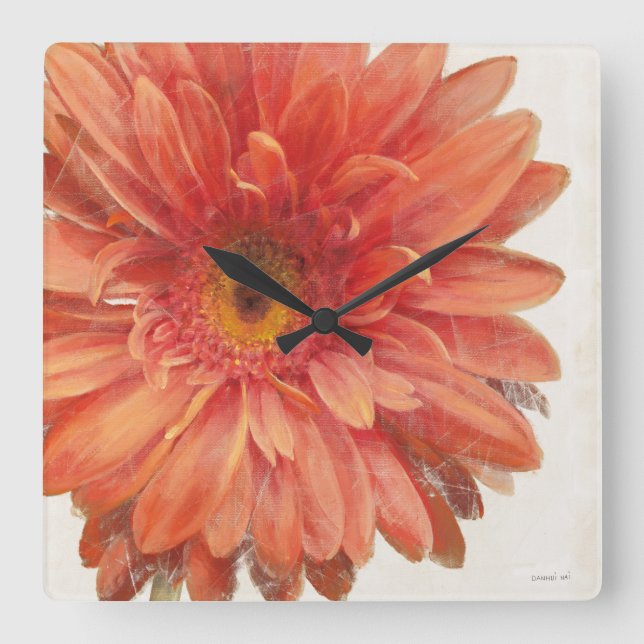 Vivid Daisy Square Wall Clock (Front)