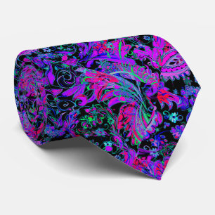 Vivid Dark Blue Purple Paisley Pattern Tie