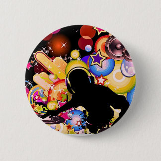 Vivid DJ Music Wall Art | Modern Gloslossy Poster 6 Cm Round Badge