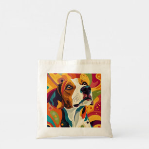 Vivid Dog Portrait – Fusion of Art and Pooch Love Tote Bag
