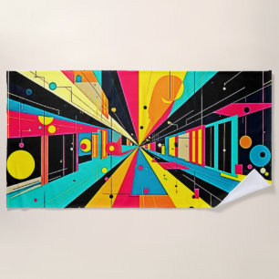 Vivid Dreams: A Neon Odyssey Beach Towel