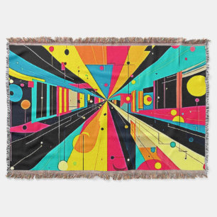Vivid Dreams: A Neon Odyssey Throw Blanket