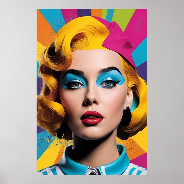 Vivid Elegance - Bold Pop Art Woman Poster (Front)