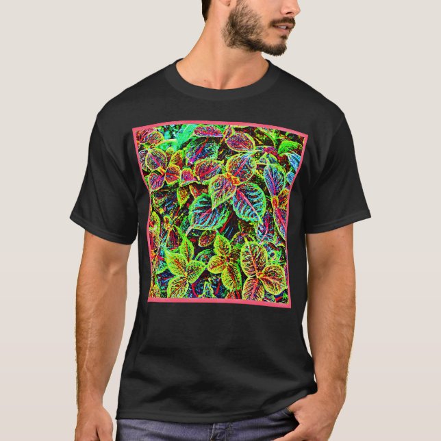 Vivid Elegance Leaves Pattern T-Shirt (Front)
