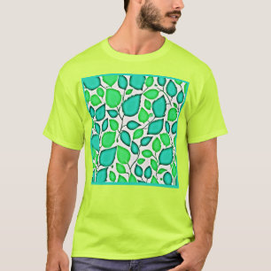 Vivid Elegance Leaves Pattern T-Shirt