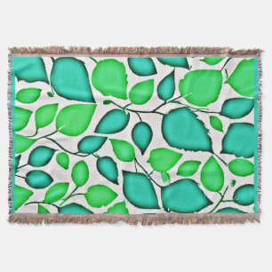 Vivid Elegance Leaves Pattern Throw Blanket