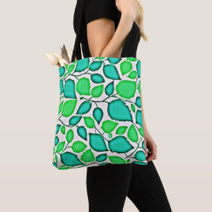 Vivid Elegance Leaves Pattern Tote Bag
