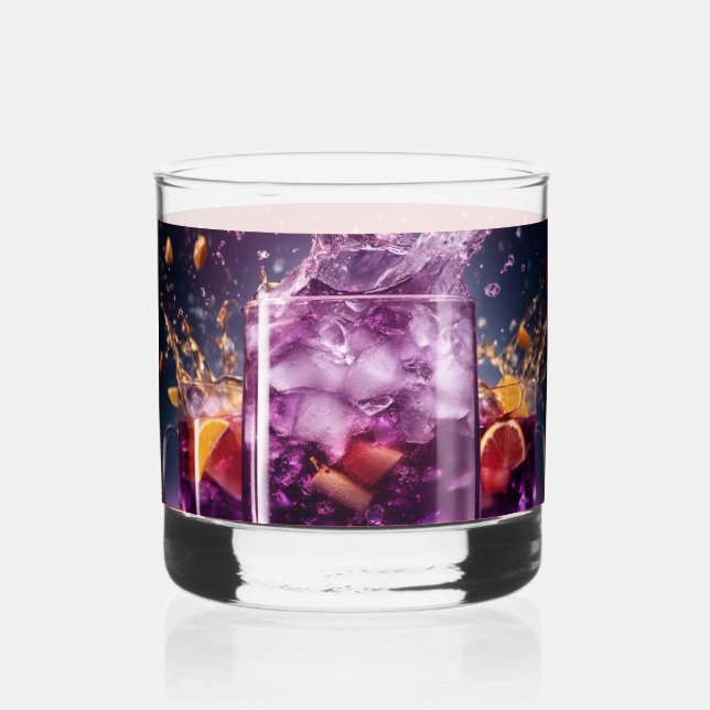 "Vivid Elegance: Purple Transparent Rocks Glass  (Front)