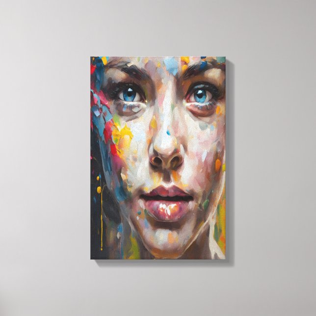 Vivid Expression – Abstract Portrait Art Canvas Print (Front)