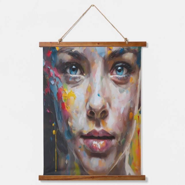 Vivid Expression – Abstract Portrait Art Hanging Tapestry (Front)