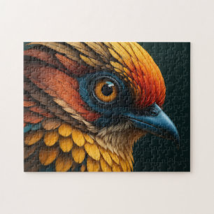 Vivid Feathered Portrait - Colorful Bird Close-Up Jigsaw Puzzle